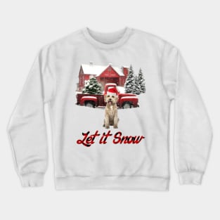 Goldendoodle Let It Snow Tree Farm Red Truck Christmas Crewneck Sweatshirt